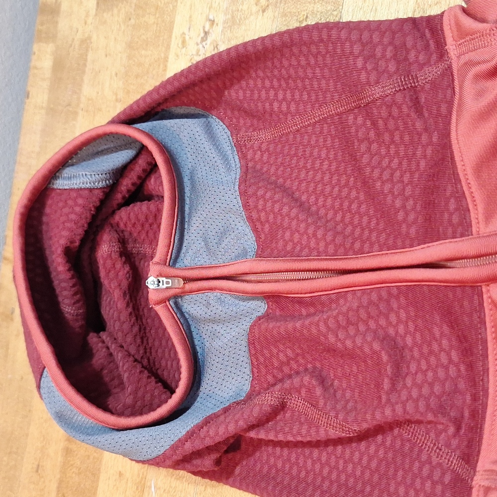 North Face‎ Base Layer Flight Series Cardinal Red Hooded Mask Thumb Holes Med-Lg - Picture 7 of 11